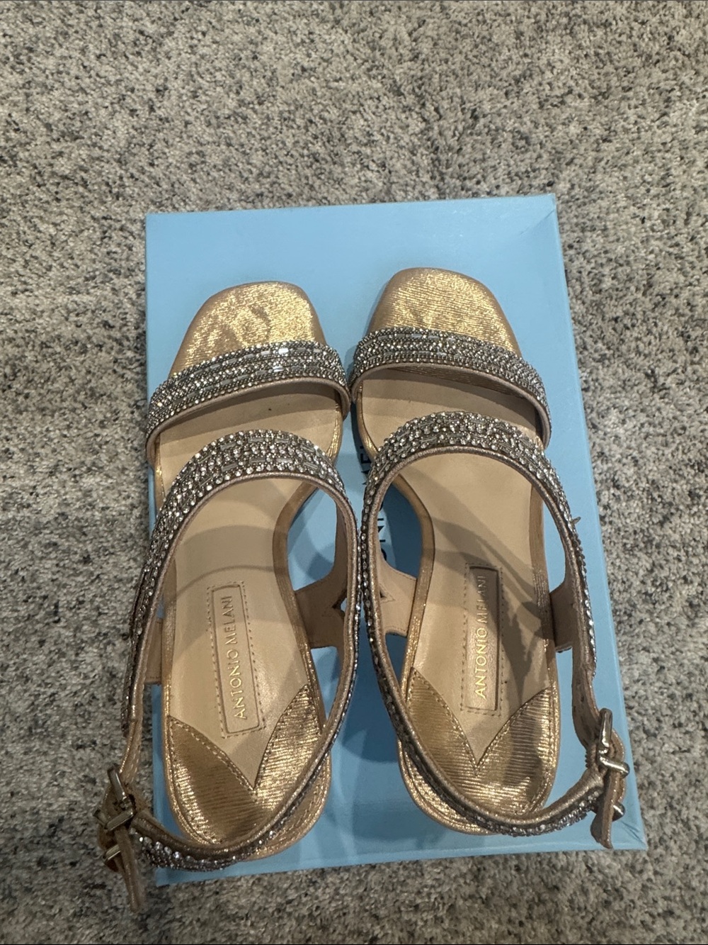 ANTONIO MELANI Gold Jewel-Strap Open-Toe Sandals
